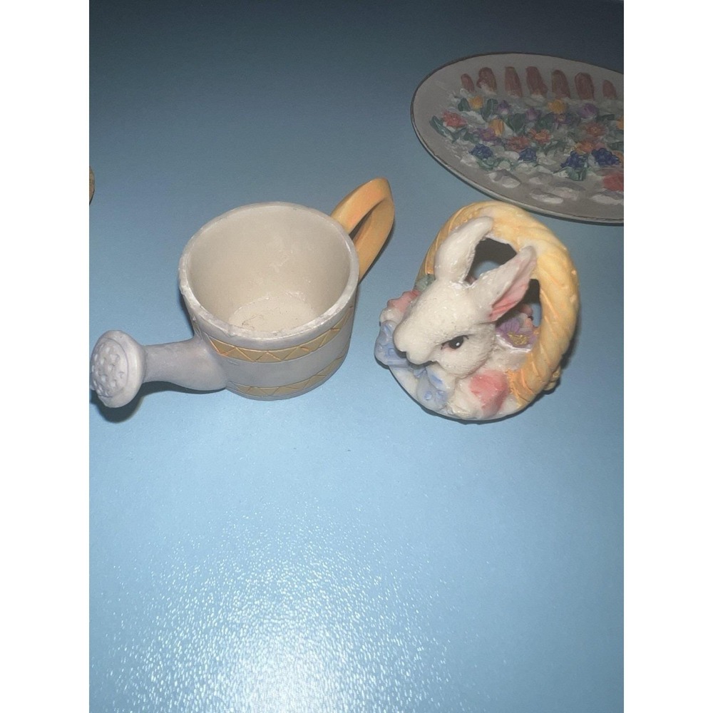 Vintage Resin‎ Bunny Tea Set Of 5 - Picture 3 of 5